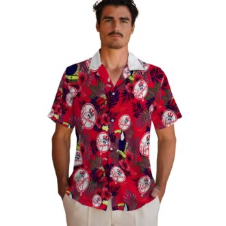 Yankees Floral Toucan Vacation Shirt - New York MLB Navy Red Hawaiian Shirt