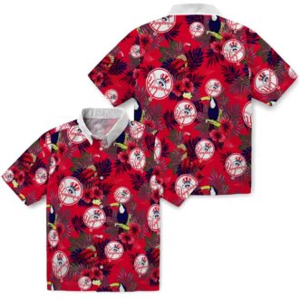 Yankees Floral Toucan Vacation Shirt - New York MLB Navy Red Hawaiian Shirt