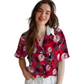 Yankees Floral Toucan Vacation Shirt - New York MLB Navy Red Hawaiian Shirt