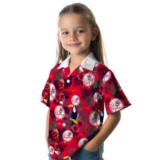 Yankees Floral Toucan Vacation Shirt - New York MLB Navy Red Hawaiian Shirt