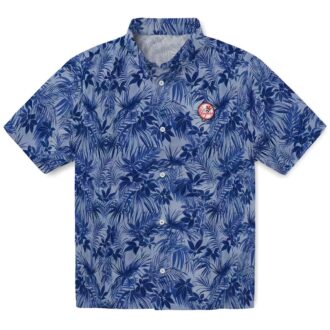 Yankees Hawaiian Shirt for Game Day or Beach - Tropical Navy Leaf Print for Men