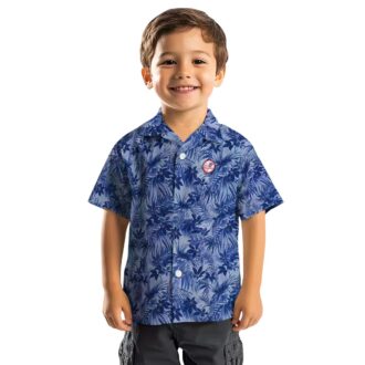 Yankees Hawaiian Shirt for Game Day or Beach - Tropical Navy Leaf Print for Men