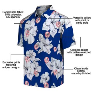 Yankees Navy White Hawaiian Shirt - Hibiscus Print for Baseball Fans