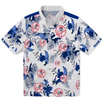 Yankees Navy White Tropical Shirt - Botanical Theme MLB Fan Gift for Summer Events