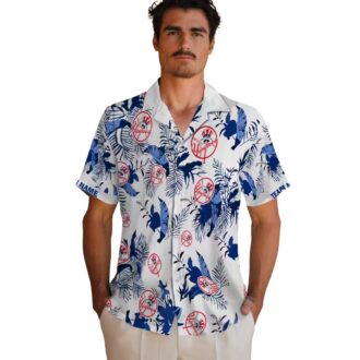 Yankees Navy White Tropical Shirt - Botanical Theme MLB Fan Gift for Summer Events