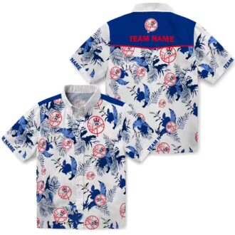 Yankees Navy White Tropical Shirt - Botanical Theme MLB Fan Gift for Summer Events