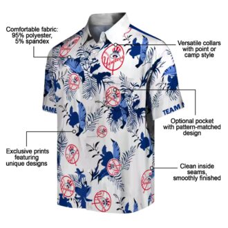 Yankees Navy White Tropical Shirt - Botanical Theme MLB Fan Gift for Summer Events