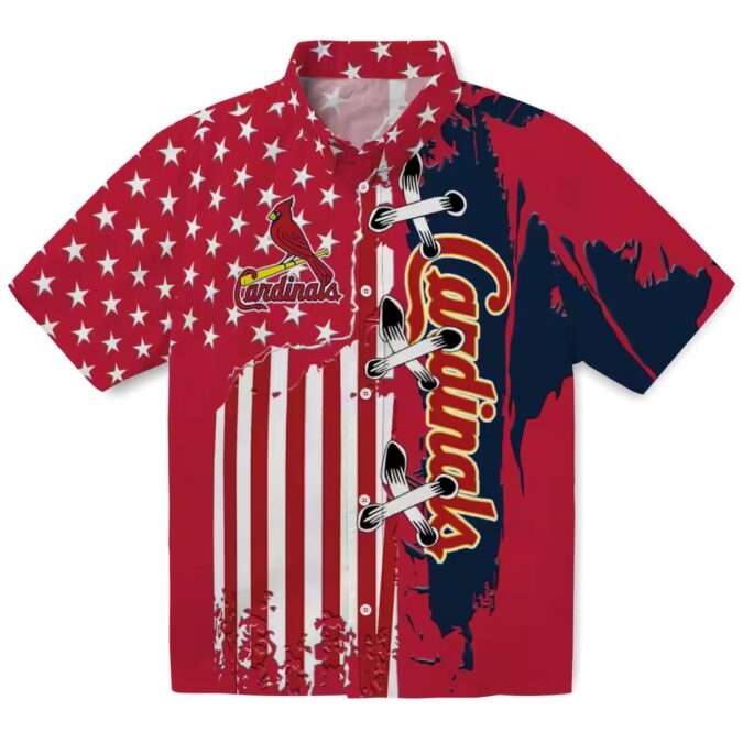 Cool St. Louis Cardinals Hawaiian Button Down Shirt - Red Floral Flag Pattern Shirt for Baseball Lovers