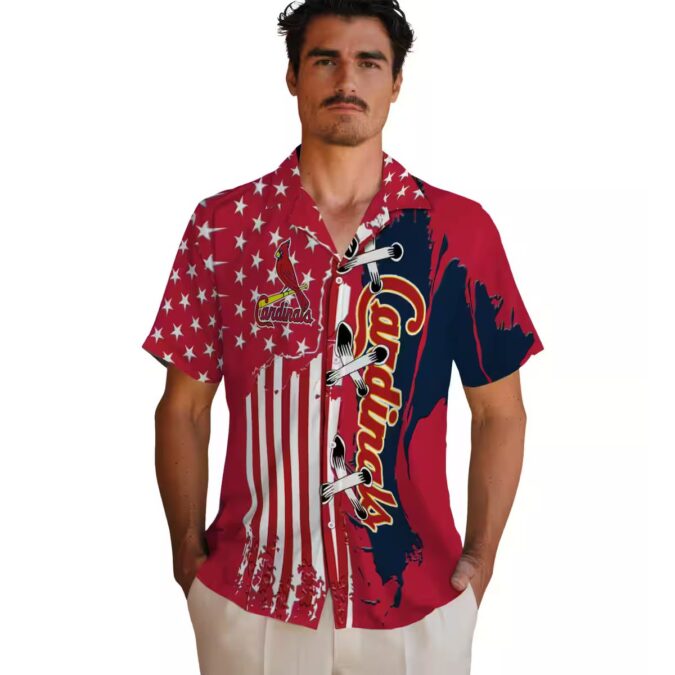 Cool St. Louis Cardinals Hawaiian Button Down Shirt - Red Floral Flag Pattern Shirt for Baseball Lovers