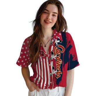 Cool St. Louis Cardinals Hawaiian Button Down Shirt - Red Floral Flag Pattern Shirt for Baseball Lovers