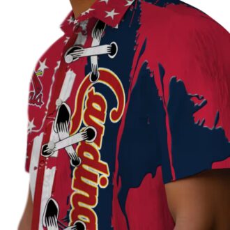 Cool St. Louis Cardinals Hawaiian Button Down Shirt - Red Floral Flag Pattern Shirt for Baseball Lovers