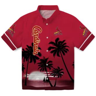 MLB St. Louis Cardinals Beach Hawaiian Shirt - Sunset Red & Black Aloha Shirt for Summer BBQ