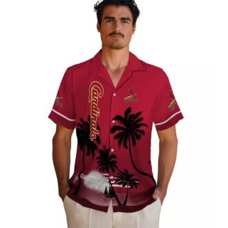 MLB St. Louis Cardinals Beach Hawaiian Shirt - Sunset Red & Black Aloha Shirt for Summer BBQ