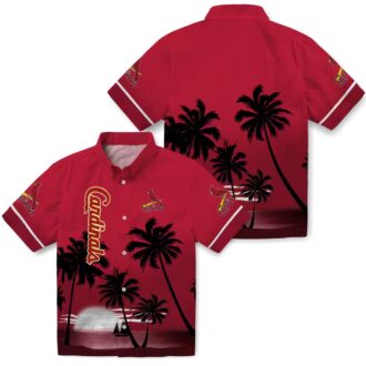 MLB St. Louis Cardinals Beach Hawaiian Shirt - Sunset Red & Black Aloha Shirt for Summer BBQ