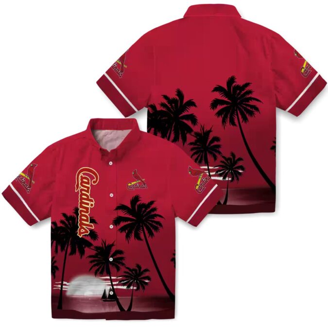 MLB St. Louis Cardinals Beach Hawaiian Shirt - Sunset Red & Black Aloha Shirt for Summer BBQ