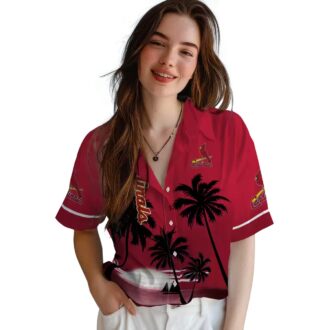 MLB St. Louis Cardinals Beach Hawaiian Shirt - Sunset Red & Black Aloha Shirt for Summer BBQ