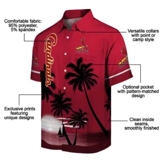 MLB St. Louis Cardinals Beach Hawaiian Shirt - Sunset Red & Black Aloha Shirt for Summer BBQ