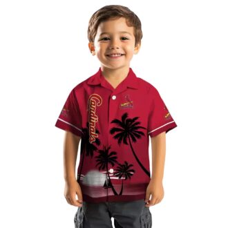 MLB St. Louis Cardinals Beach Hawaiian Shirt - Sunset Red & Black Aloha Shirt for Summer BBQ
