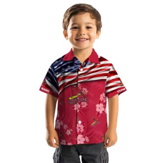 MLB St. Louis Cardinals Floral Hawaiian Shirt - Red Hibiscus & American Flag Style
