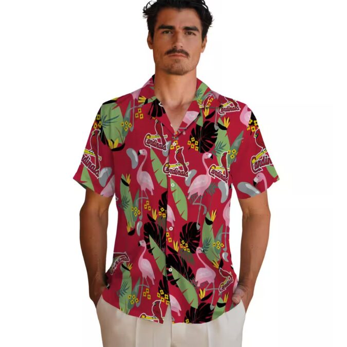 MLB St. Louis Cardinals Hawaiian Shirt - Tropical Red Flamingo Leaves Design for Fans