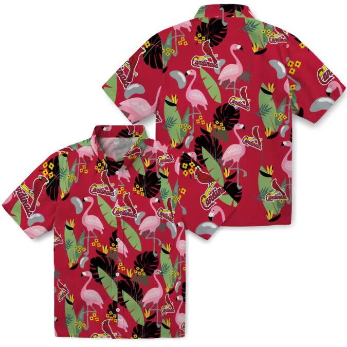 MLB St. Louis Cardinals Hawaiian Shirt - Tropical Red Flamingo Leaves Design for Fans