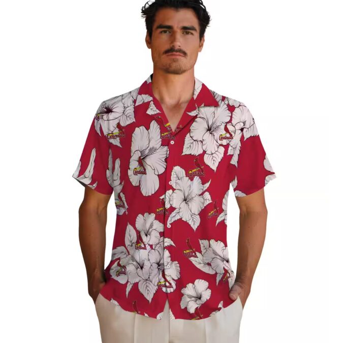 MLB St. Louis Cardinals Hibiscus Blooms Shirt - Tropical Red White Hawaiian Shirt for Vacation