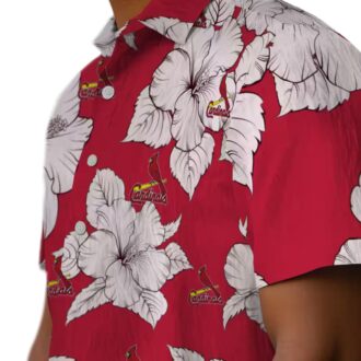 MLB St. Louis Cardinals Hibiscus Blooms Shirt - Tropical Red White Hawaiian Shirt for Vacation