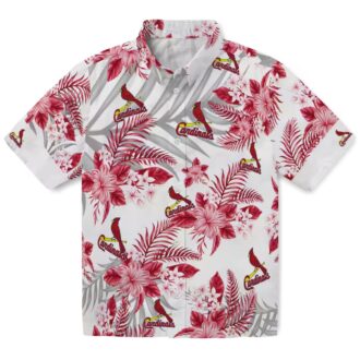 MLB St. Louis Cardinals Hibiscus Palm Leaves Shirt - Tropical Red & White Aloha Baseball Fan Shirt