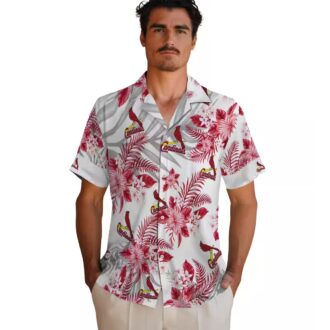 MLB St. Louis Cardinals Hibiscus Palm Leaves Shirt - Tropical Red & White Aloha Baseball Fan Shirt