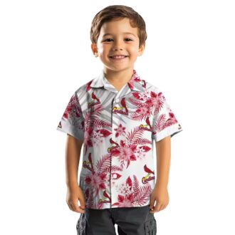 MLB St. Louis Cardinals Hibiscus Palm Leaves Shirt - Tropical Red & White Aloha Baseball Fan Shirt