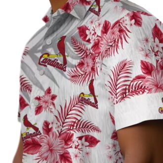 MLB St. Louis Cardinals Hibiscus Palm Leaves Shirt - Tropical Red & White Aloha Baseball Fan Shirt