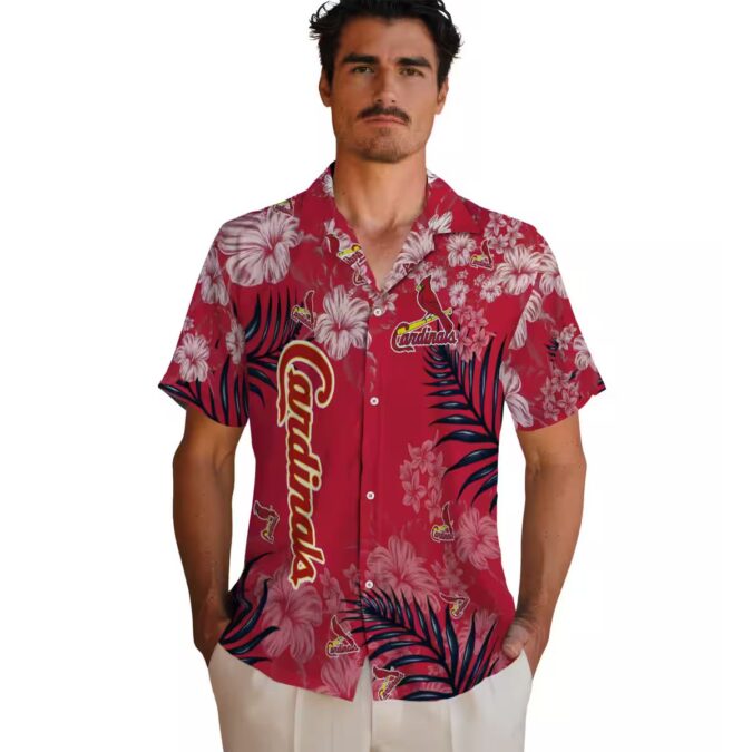 MLB St. Louis Cardinals Hibiscus Print Hawaiian Shirt - Tropical Aloha Shirt for Baseball Fans
