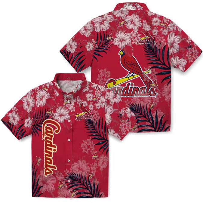 MLB St. Louis Cardinals Hibiscus Print Hawaiian Shirt - Tropical Aloha Shirt for Baseball Fans