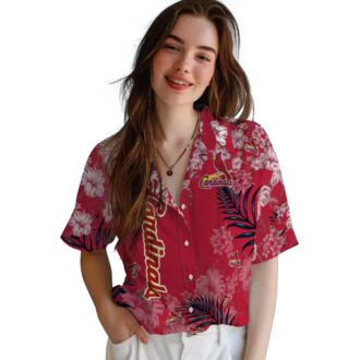 MLB St. Louis Cardinals Hibiscus Print Hawaiian Shirt - Tropical Aloha Shirt for Baseball Fans