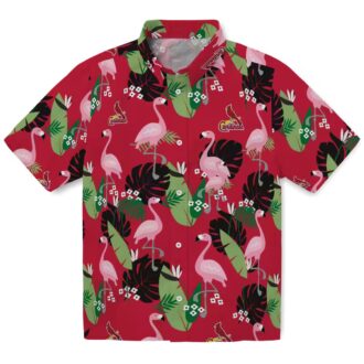 Red Hawaiian Shirt with St. Louis Cardinals Logo - Tropical Flamingo Leaf MLB Shirt for Summer BBQ