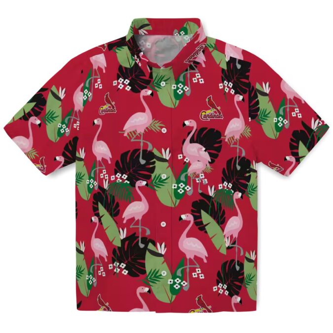Red Hawaiian Shirt with St. Louis Cardinals Logo - Tropical Flamingo Leaf MLB Shirt for Summer BBQ