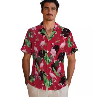 Red Hawaiian Shirt with St. Louis Cardinals Logo - Tropical Flamingo Leaf MLB Shirt for Summer BBQ