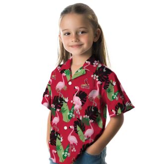 Red Hawaiian Shirt with St. Louis Cardinals Logo - Tropical Flamingo Leaf MLB Shirt for Summer BBQ