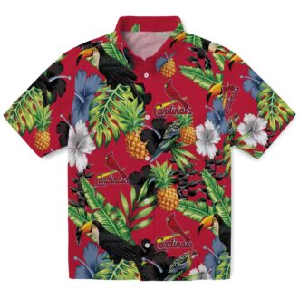 Shop St. Louis Cardinals Tropical Aloha Shirt - Hibiscus & Pineapple Red Green MLB Summer Apparel