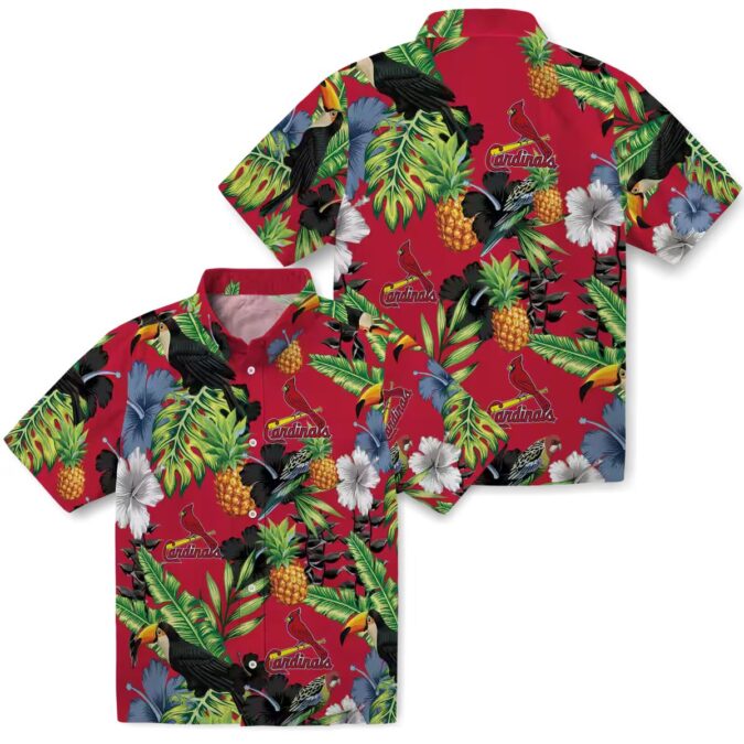 Shop St. Louis Cardinals Tropical Aloha Shirt - Hibiscus & Pineapple Red Green MLB Summer Apparel