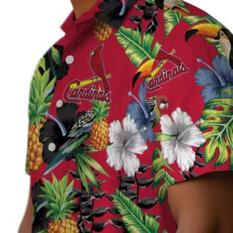 Shop St. Louis Cardinals Tropical Aloha Shirt - Hibiscus & Pineapple Red Green MLB Summer Apparel