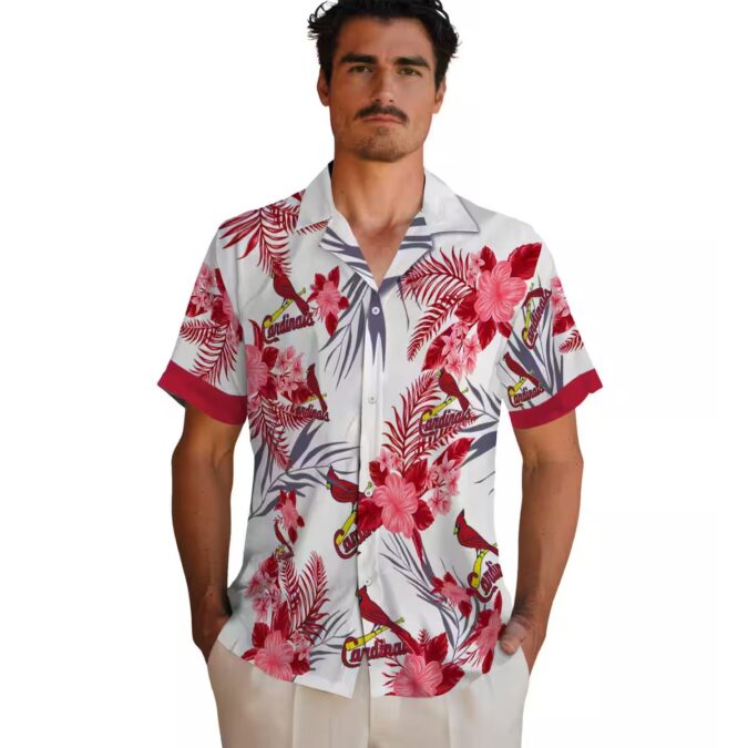 St. Louis Cardinals 4th of July Hawaiian Shirt - Red White Blue Patriotic Floral Baseball Shirt