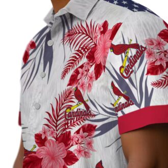 St. Louis Cardinals 4th of July Hawaiian Shirt - Red White Blue Patriotic Floral Baseball Shirt