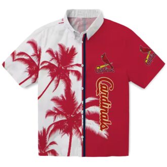 St. Louis Cardinals Beach Short Sleeve Shirt - Red White Palm Hawaiian Shirt for Game Day & Vacation