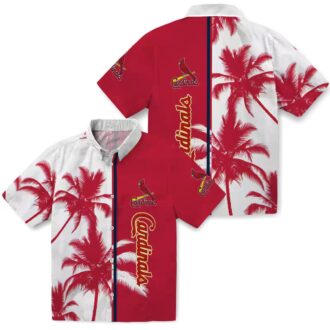 St. Louis Cardinals Beach Short Sleeve Shirt - Red White Palm Hawaiian Shirt for Game Day & Vacation