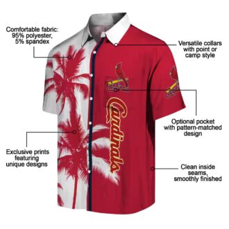 St. Louis Cardinals Beach Short Sleeve Shirt - Red White Palm Hawaiian Shirt for Game Day & Vacation