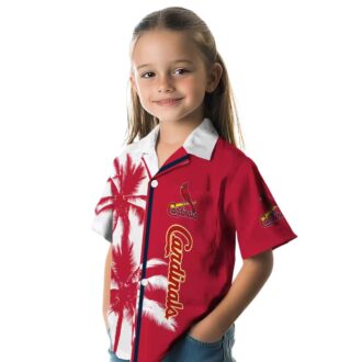 St. Louis Cardinals Beach Short Sleeve Shirt - Red White Palm Hawaiian Shirt for Game Day & Vacation