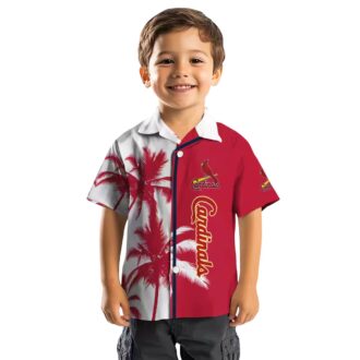 St. Louis Cardinals Beach Short Sleeve Shirt - Red White Palm Hawaiian Shirt for Game Day & Vacation