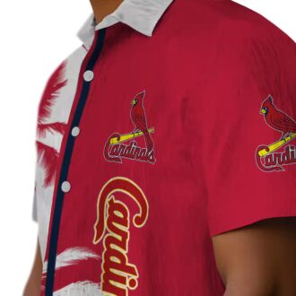 St. Louis Cardinals Beach Short Sleeve Shirt - Red White Palm Hawaiian Shirt for Game Day & Vacation