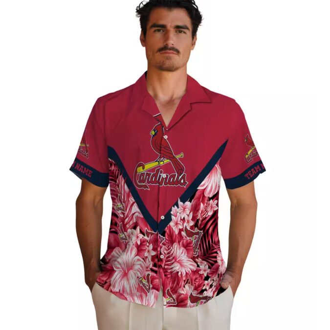 St. Louis Cardinals Chevron Floral Hawaiian Shirt - Perfect for Beach & Tailgate